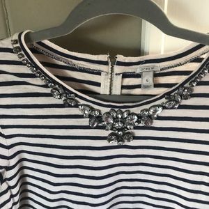 J Crew top with jewel necklace detail